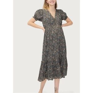 HATCH / THE EMMELINE wrap short sleeve maternity midi dress garden floral 1 S